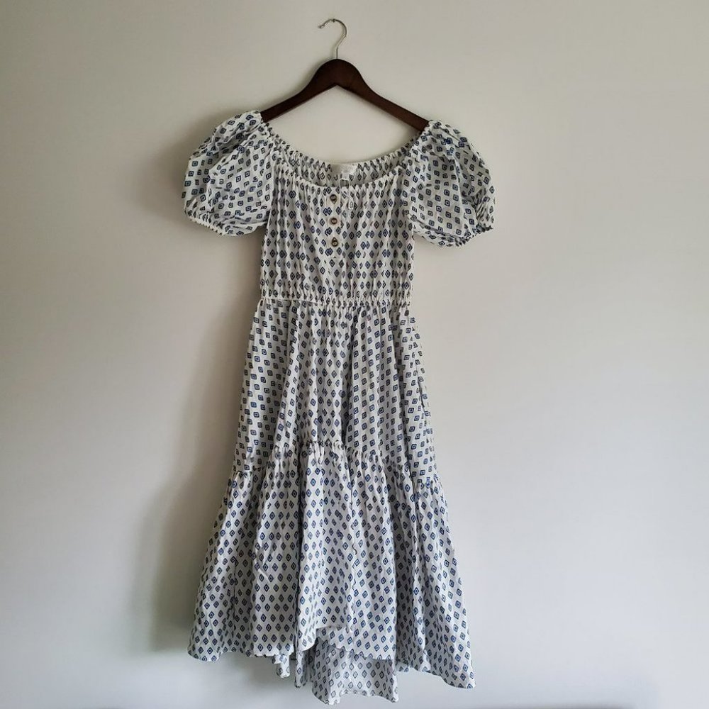 CAROLINE CONSTAS |  NWOT Bardot Flounce Midi Puff Sleeve DesignerDress (Size S) - Picture 10 of 14